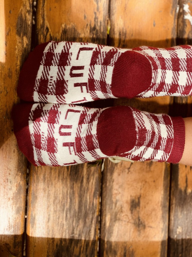 Meia Soquete Xadrez Vermelho Cereja LUFT