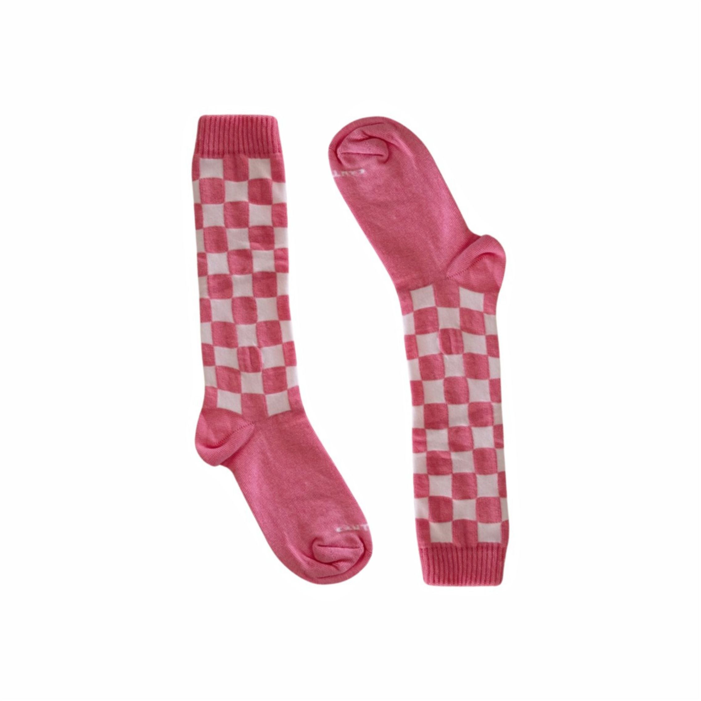 Meia Cantarola Quadriculada Rosa