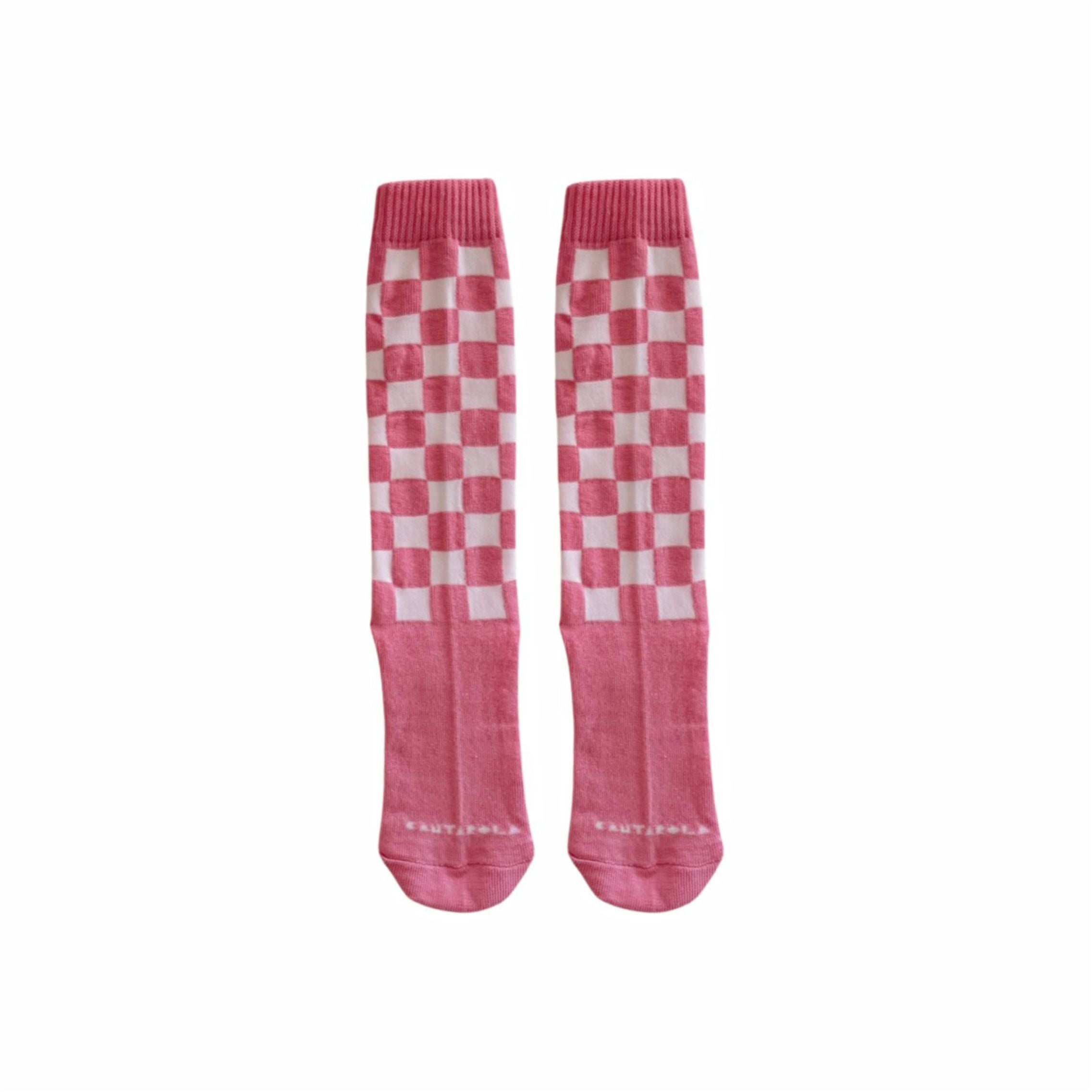 Meia Cantarola Quadriculada Rosa