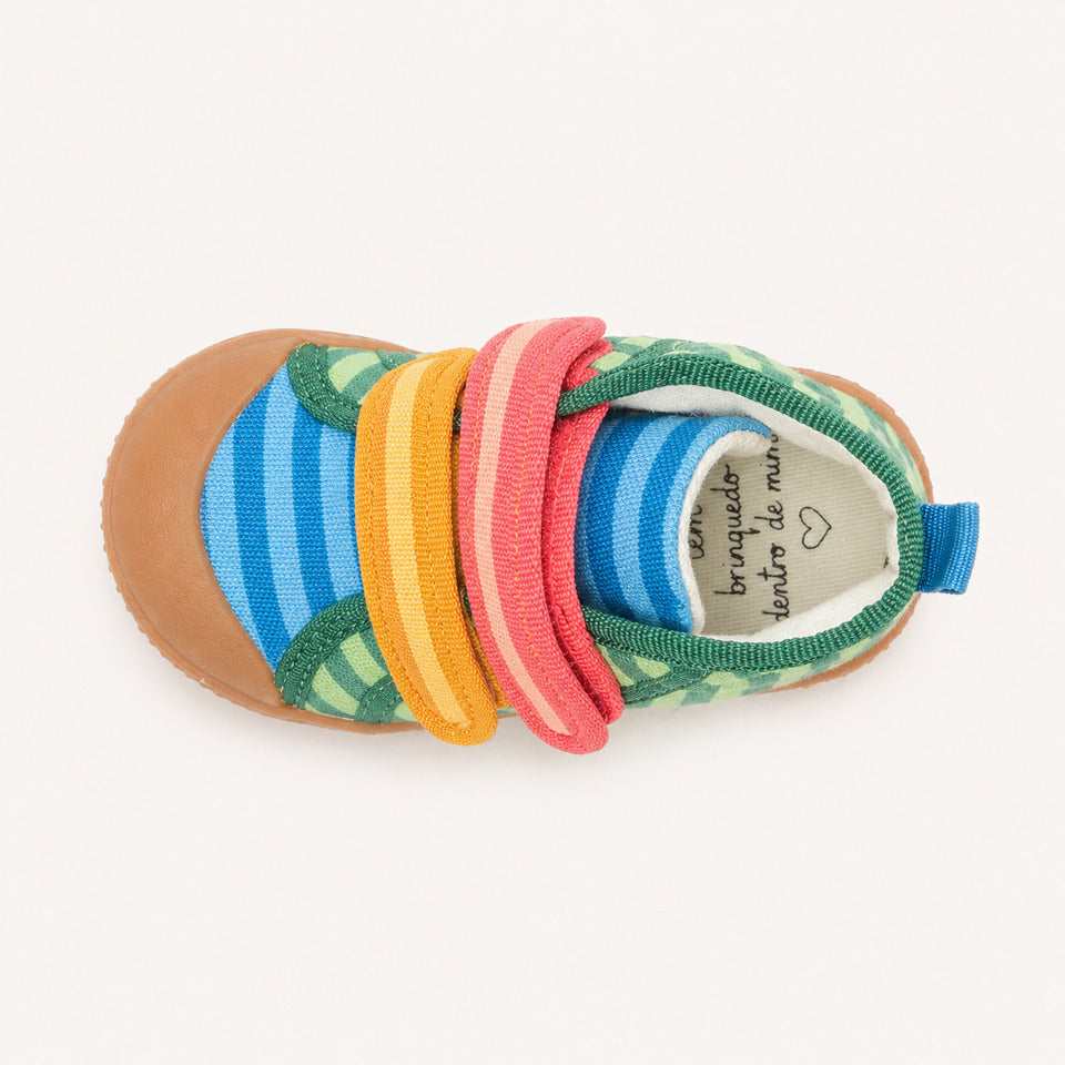 Tênis Cano Alto Luca Listrado Casa Colorida Collab Luiza Voll Sola Craft