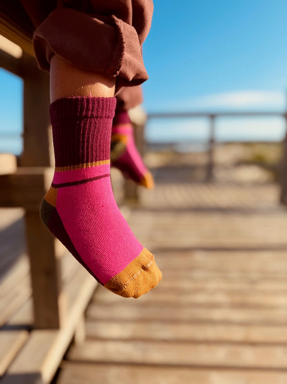 Meia Canelada Colorida Rosa LUFT